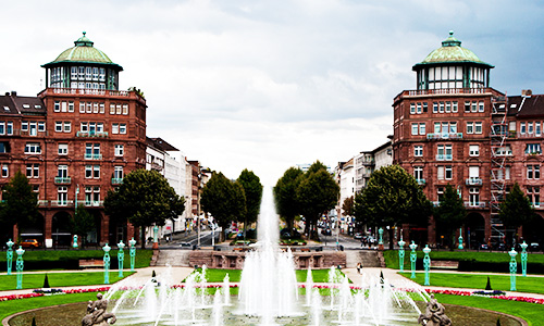 Springbrunnen am Friedrichsplatz in Mannheim